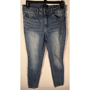 Tahari Women's Skinny Jeans Blue Denim Stretch Mid Rise 5-Pocket Button Size 4/2